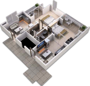 Premium 3 BHK Flats in Nashik advertisement showcasing a modern residential apartment with luxury amenities and spacious family homes.